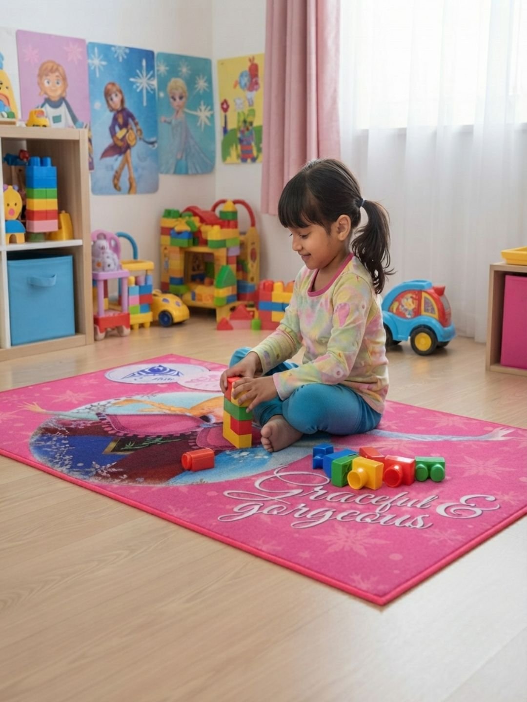 Buy Kids Disney Frozen Carpet and Get Kids Disney Frozen Bathmat Free | Pink - Athom Living