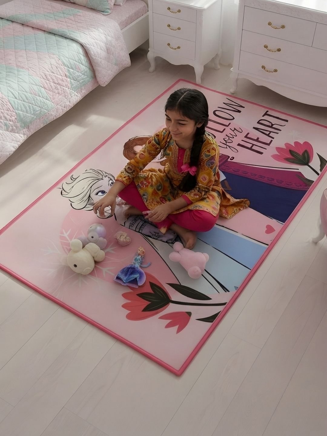 Buy Kids Disney Frozen Carpet and Get Kids Disney Frozen Bathmat Free | Pink & Blue - Athom Living