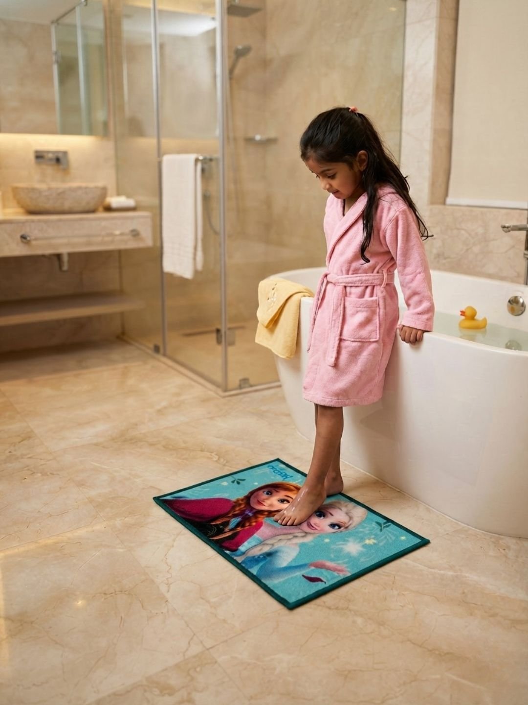 Buy Kids Disney Frozen Sisters Runner Carpet and Get Kids Frozen Sisters Bathmat Free| Pink & Blue - Athom Living
