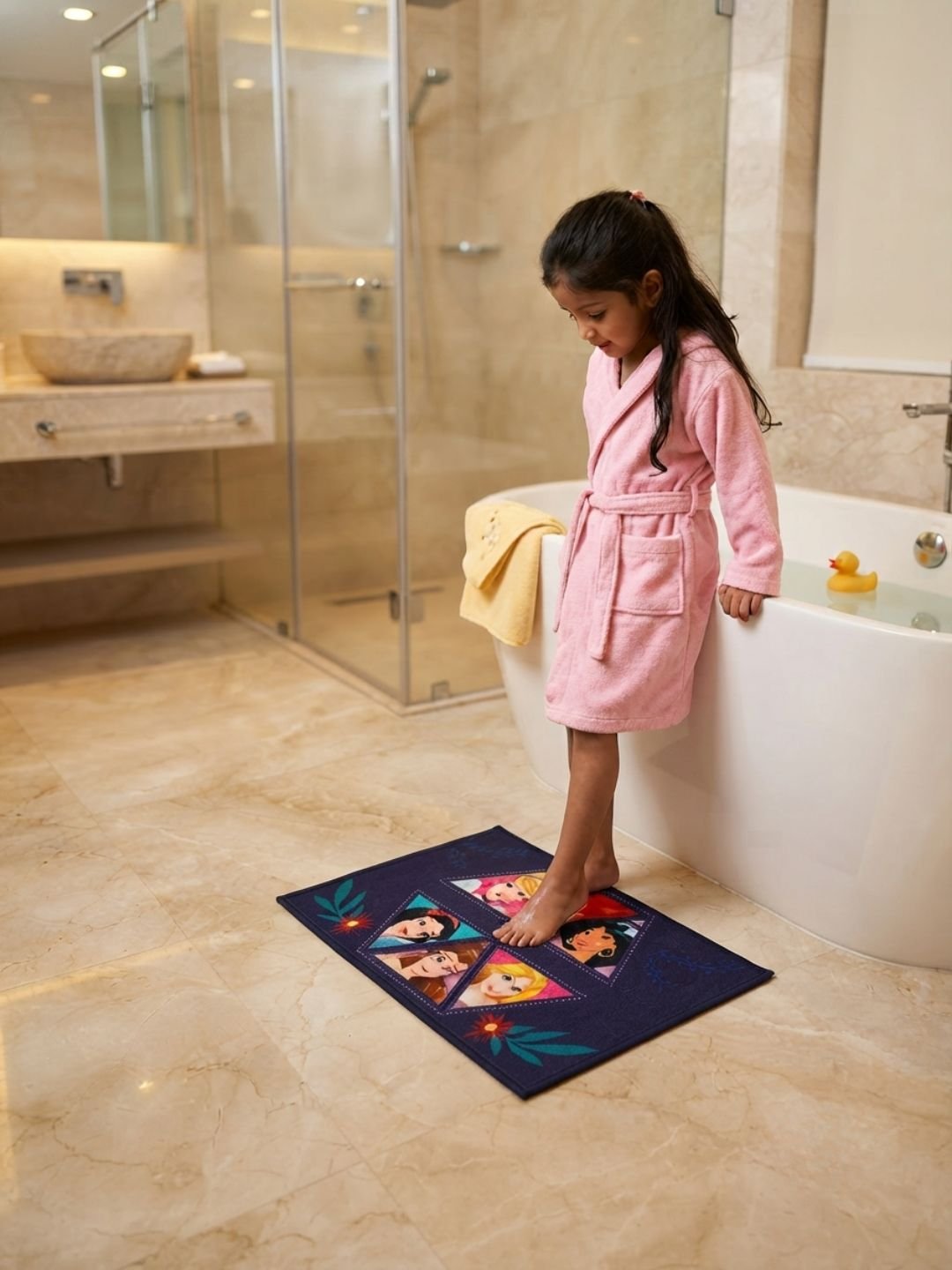 Buy Kids Disney Princess Carpet and Get Kids Disney Princess Bathmat Free | Multicolor - Athom Living