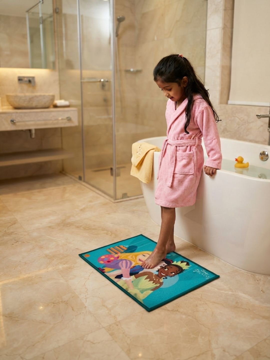 Buy Kids Disney Princess Carpet and Get Kids Disney Princess Bathmat Free | Purple & Sea Blue - Athom Living