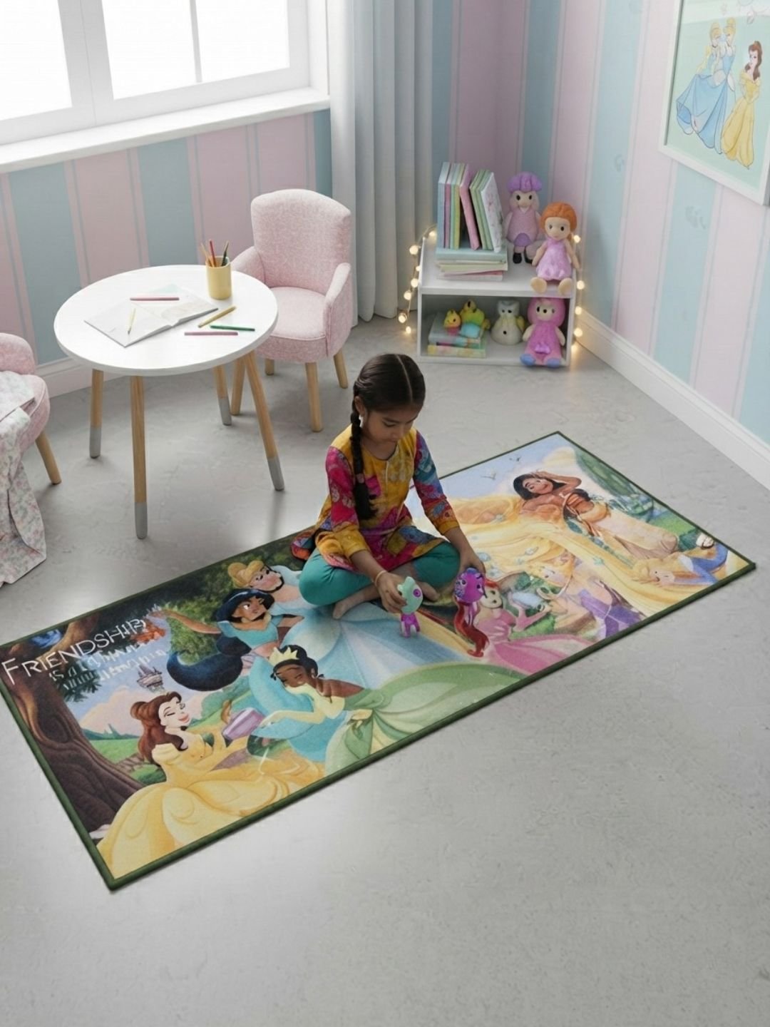 Buy Kids Disney Princess Runner Carpet and Get Kids Disney Princess Bathmat Free| Multicolor - Athom Living