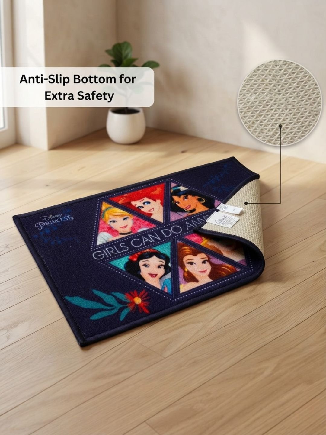 Buy Kids Disney Princess Runner Carpet and Get Kids Disney Princess Bathmat Free| Pink & Blue - Athom Living