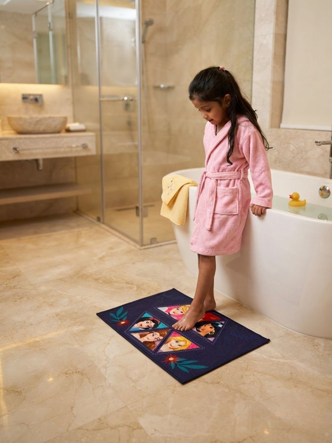 Buy Kids Disney Princess Runner Carpet and Get Kids Disney Princess Bathmat Free| Pink & Blue - Athom Living
