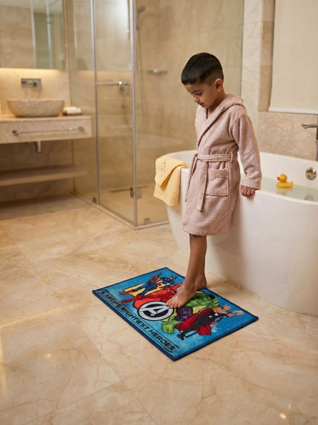 Buy Kids Marvel Avengers Carpet and Get Kids Avengers Bathmat Free | Multicolor - Athom Living