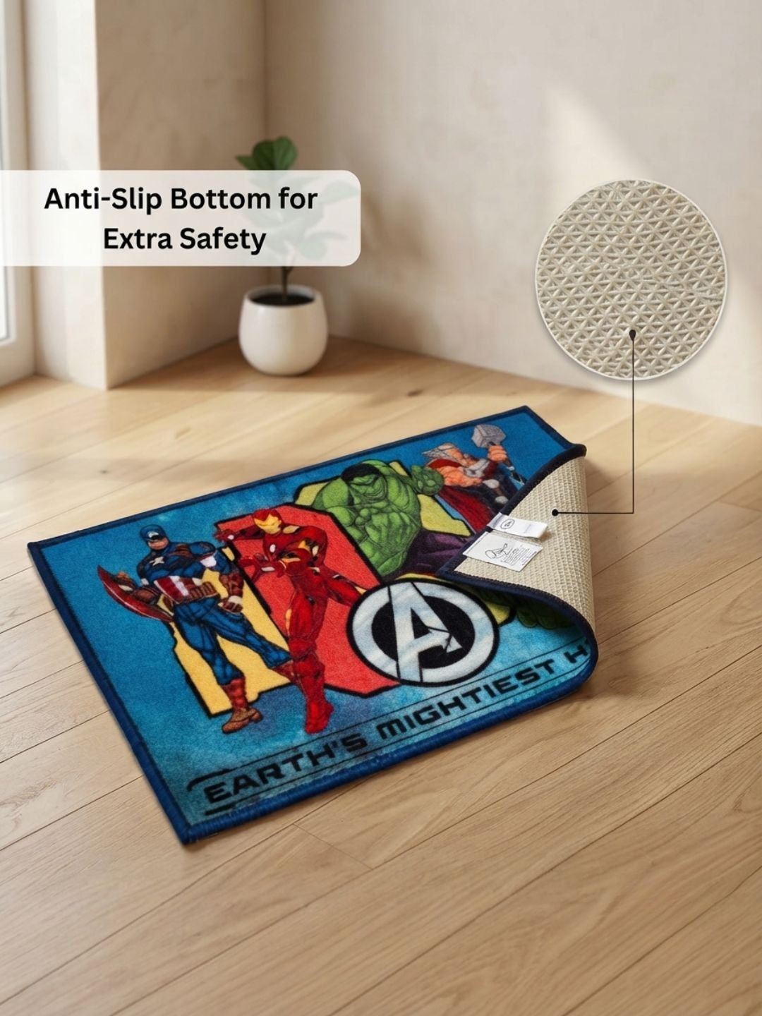 Buy Kids Marvel Avengers Carpet and Get Kids Avengers Bathmat Free | Multicolor - Athom Living