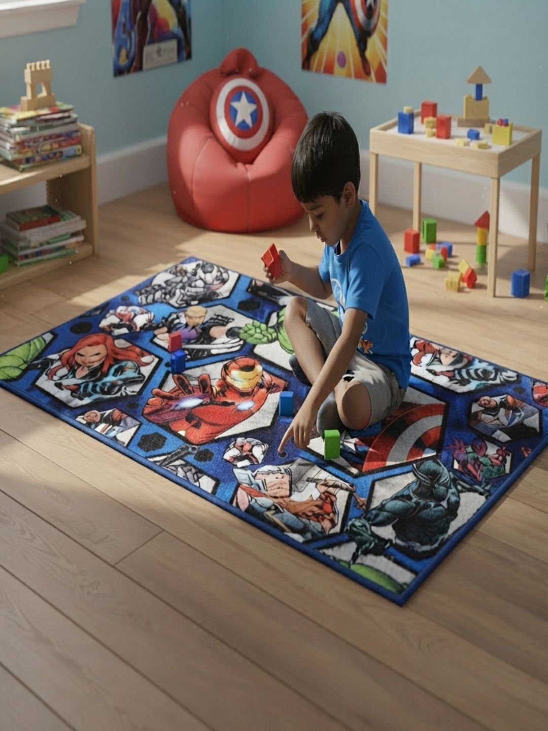 Buy Kids Marvel Avengers Carpet and Get Kids Avengers Bathmat Free | Multicolor - Athom Living