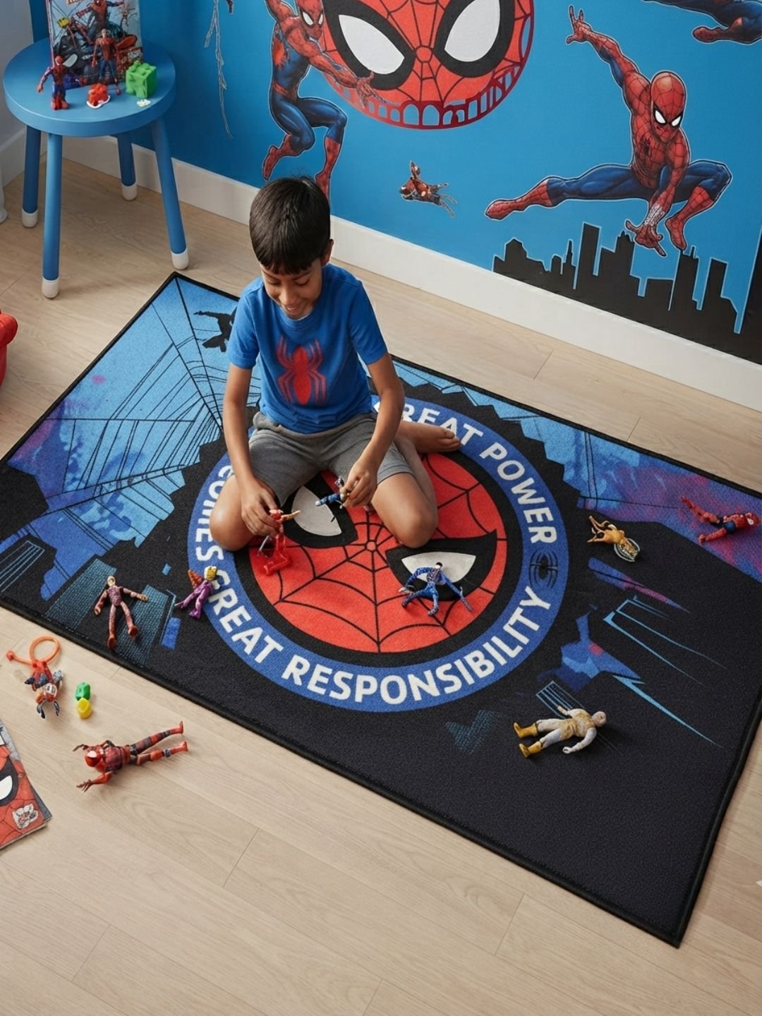 Buy Kids Marvel Carpet and Get Kids Marvel Bathmat Free | Multicolor - Athom Living