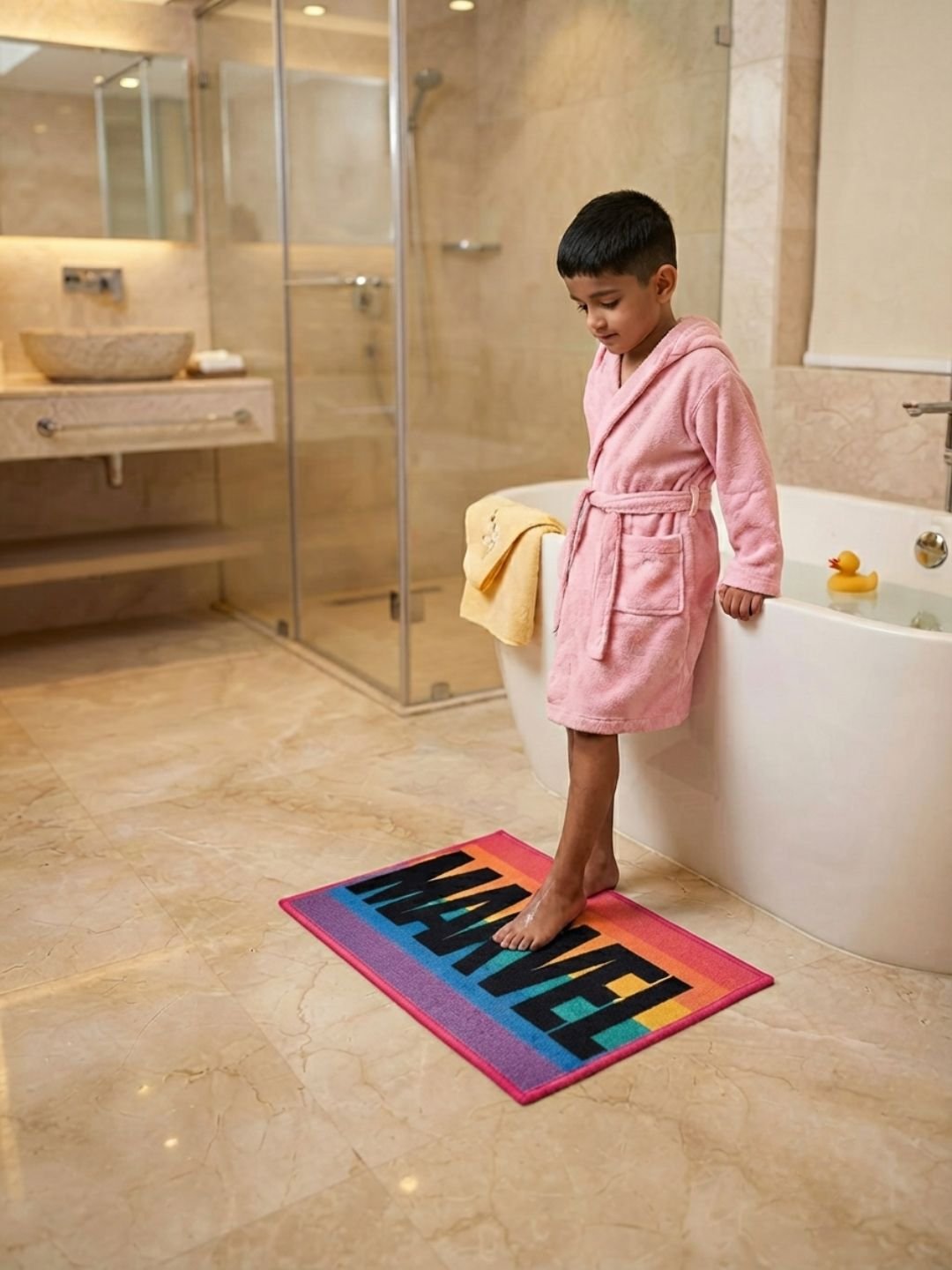 Buy Kids Marvel Carpet and Get Kids Marvrl Bathmat Free | Multicolor - Athom Living