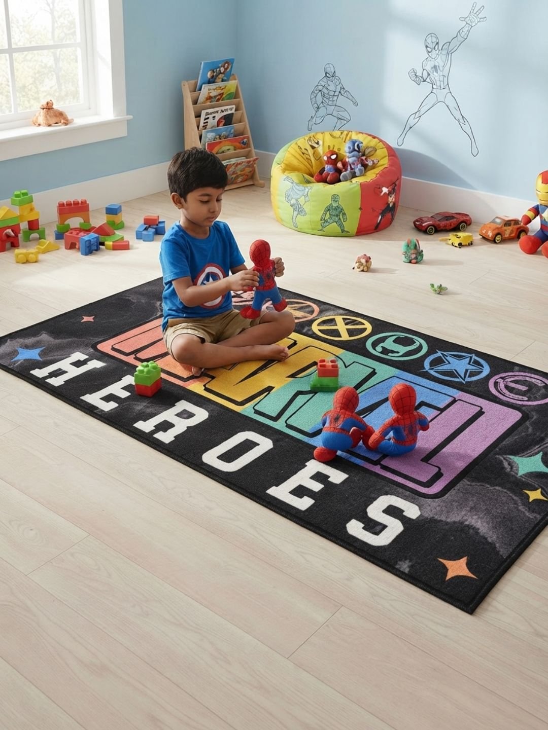 Buy Kids Marvel Carpet and Get Kids Marvrl Bathmat Free | Multicolor - Athom Living
