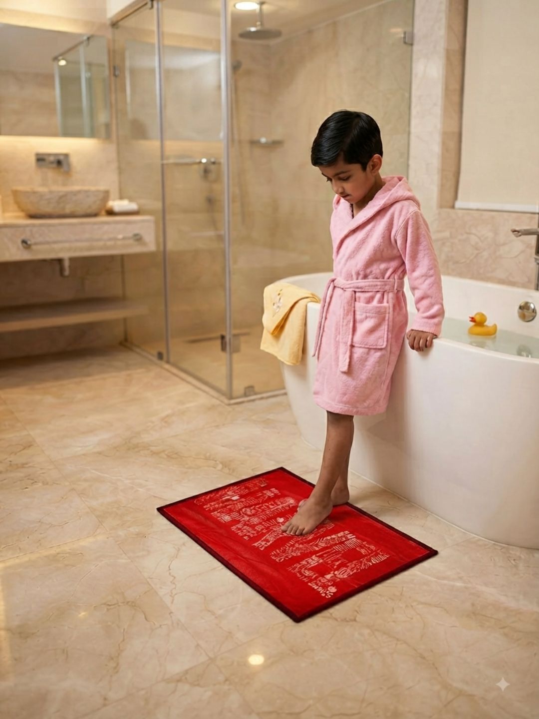 Buy Kids Marvel Runner Carpet and Get Kids Marvel Bathmat Free| Black & Red - Athom Living