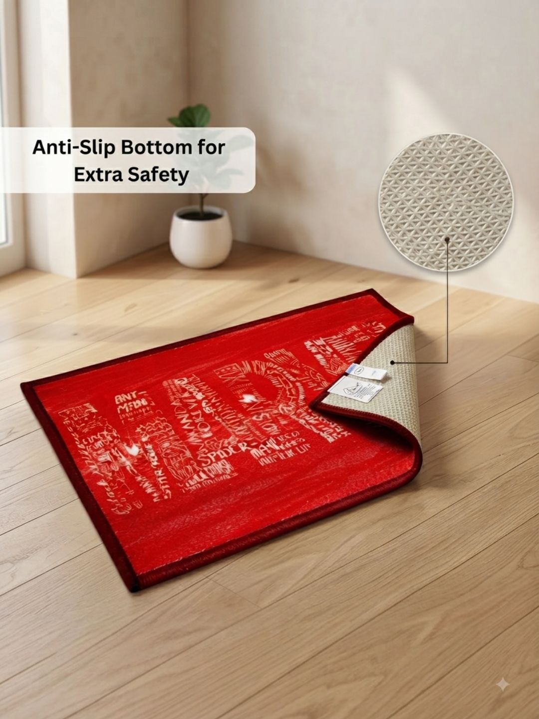 Buy Kids Marvel Runner Carpet and Get Kids Marvel Bathmat Free| Black & Red - Athom Living