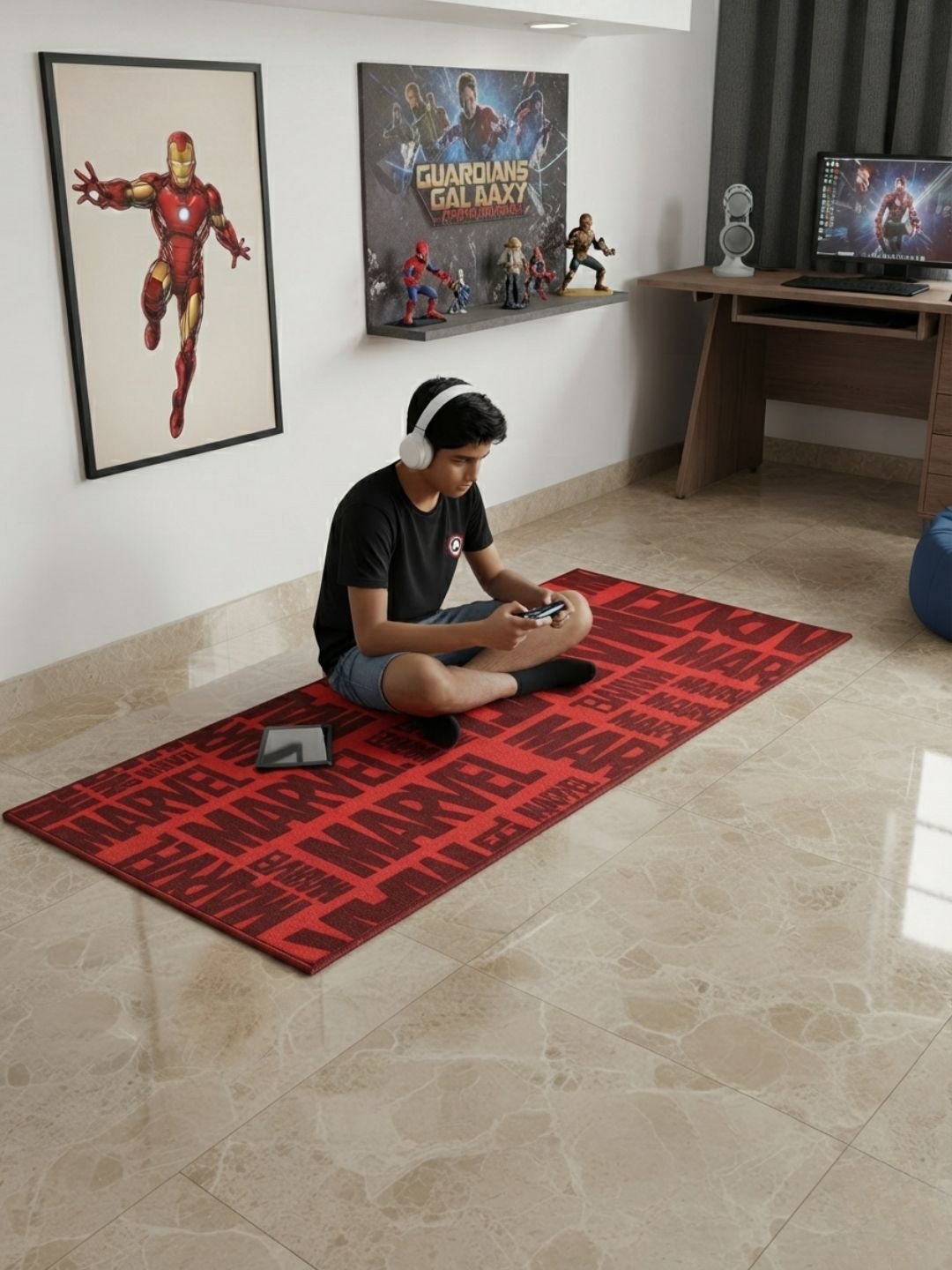 Buy Kids Marvel Runner Carpet and Get Kids Marvel Bathmat Free| Red - Athom Living
