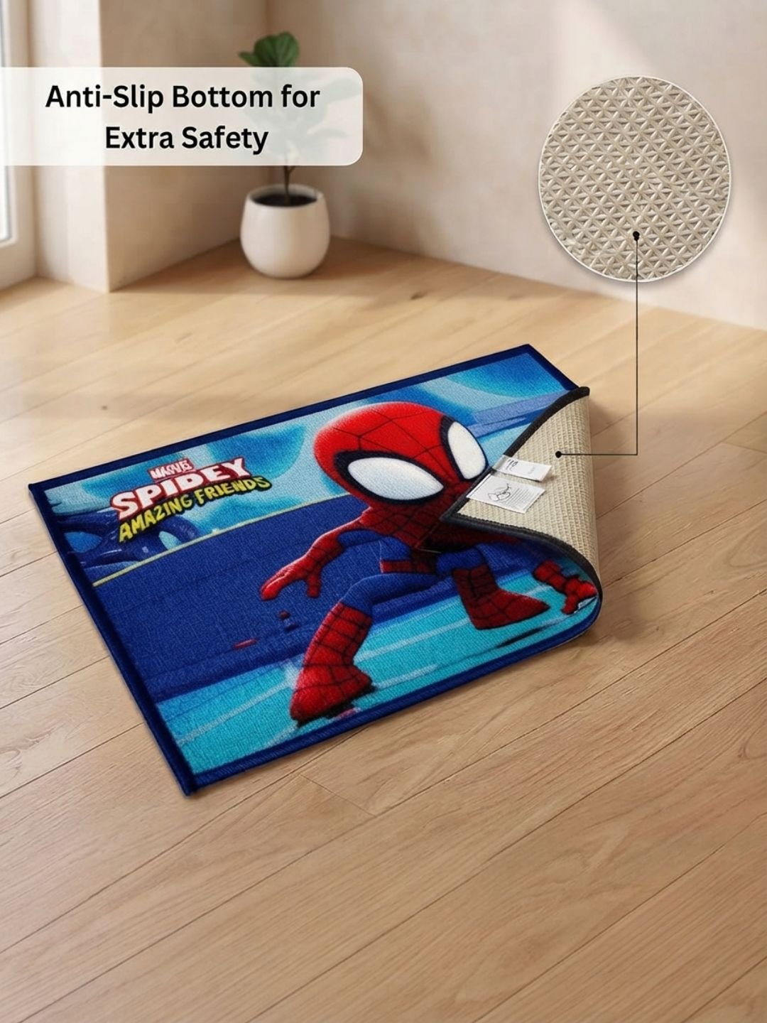 Buy Kids Marvel Spidey Carpet and Get Kids Marvel Spidey Bathmat Free | Black & Blue - Athom Living