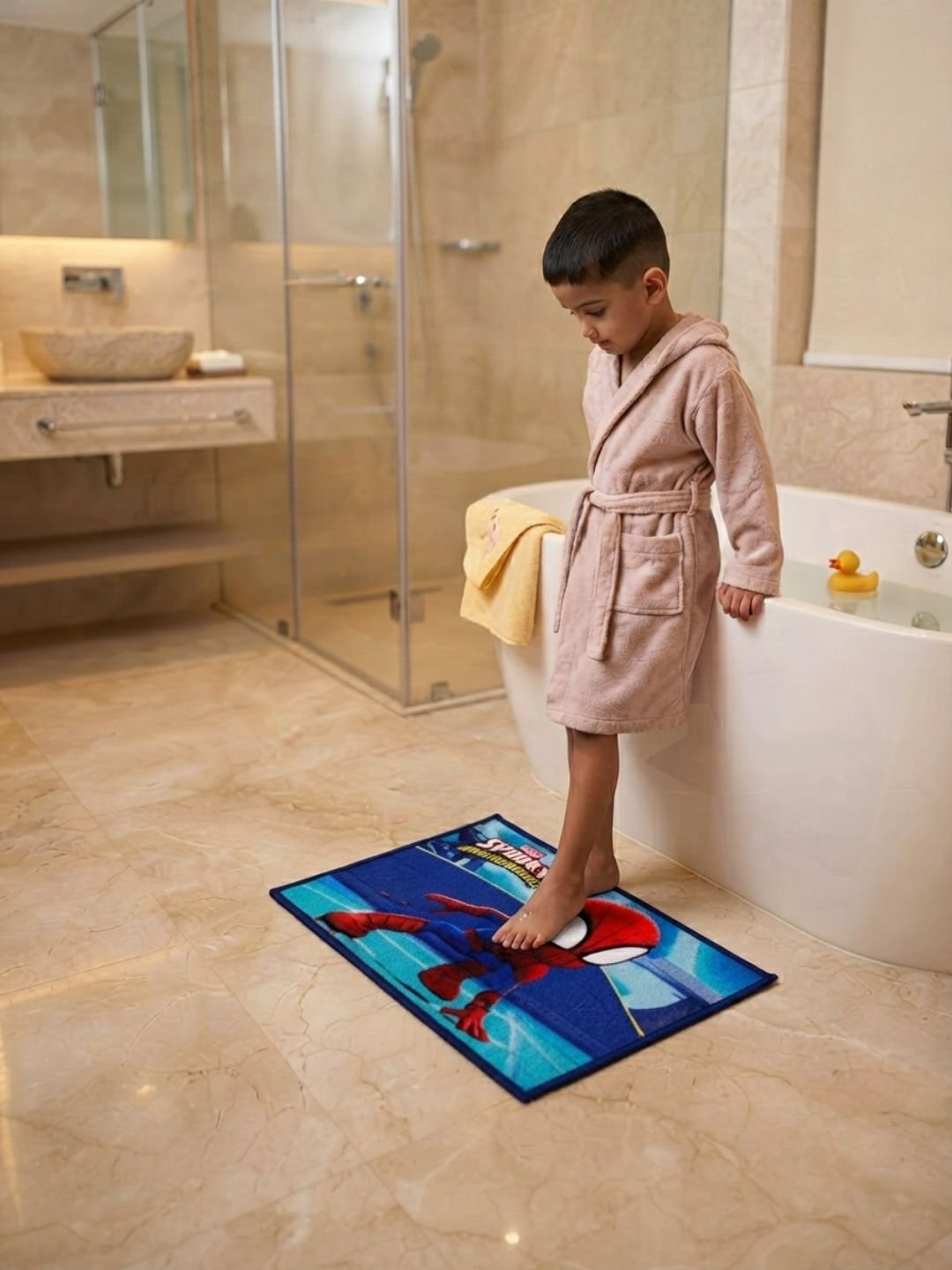 Buy Kids Marvel Spidey Carpet and Get Kids Marvel Spidey Bathmat Free | Black & Blue - Athom Living