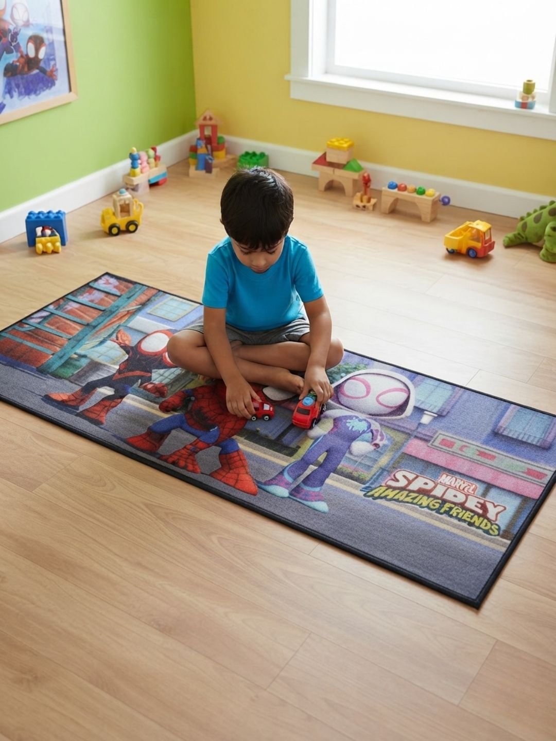 Buy Kids Marvel Spidey Runner Carpet and Get Kids Spiderman Bathmat Free| Multicolor - Athom Living