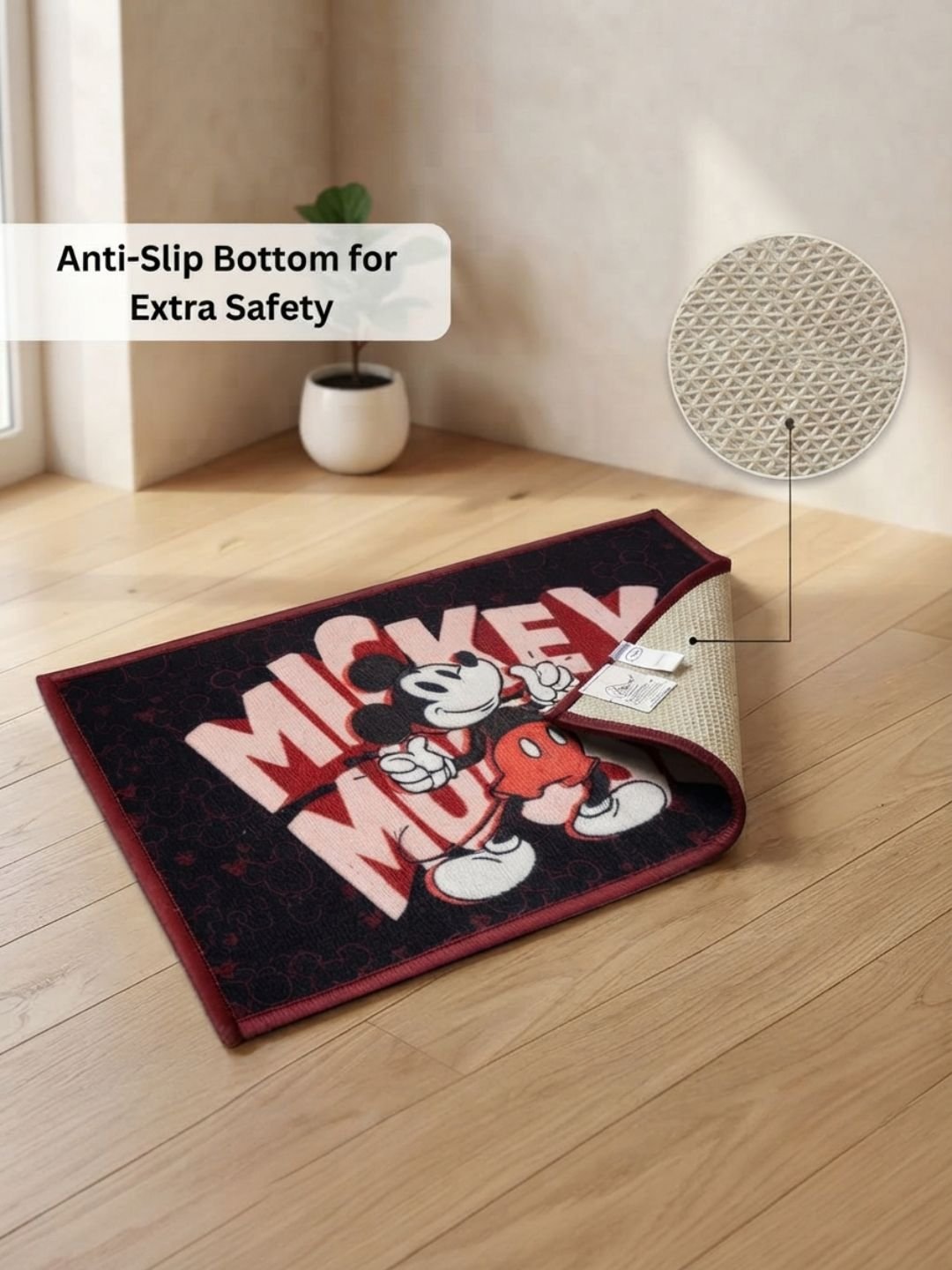 Buy Kids Mickey Mouse Carpet and Get Kids Mickey Mouse Bathmat Free | Black - Athom Living