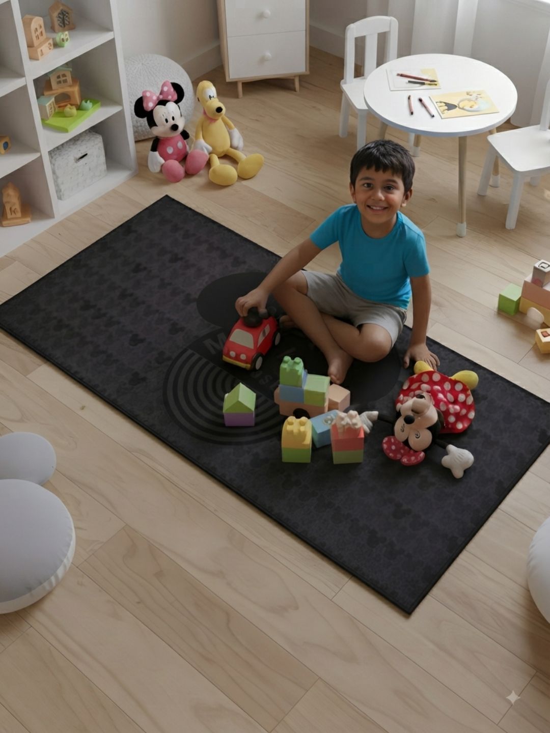 Buy Kids Mickey Mouse Runner Carpet and Get Kids Mickey Mouse Bathmat Free| Dark Grey - Athom Living