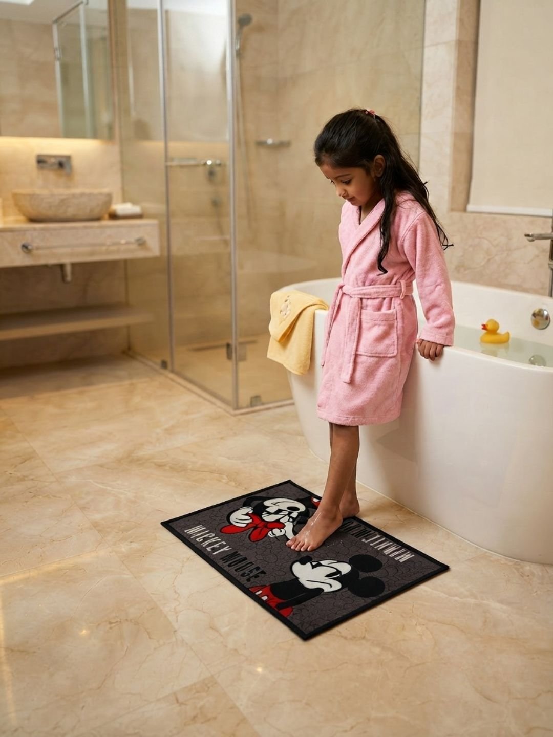 Buy Kids Mickey Theme Runner Carpet and Get Kids Mickey Mouse Bathmat Free| Grey - Athom Living