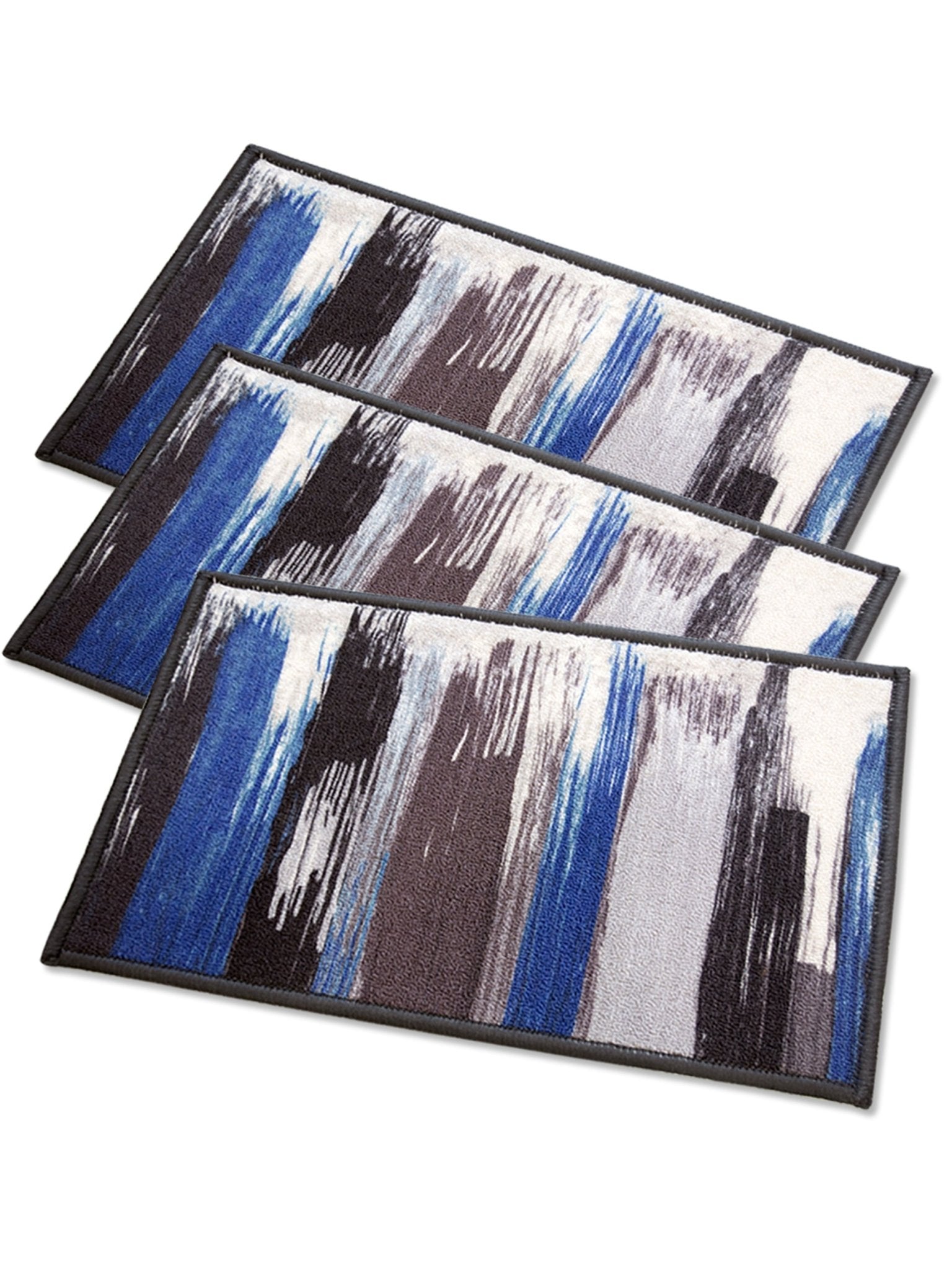 Canvas Blue Premium Anti Slip Printed Door Mat Pack of 3 by Athom Living - Athom Living