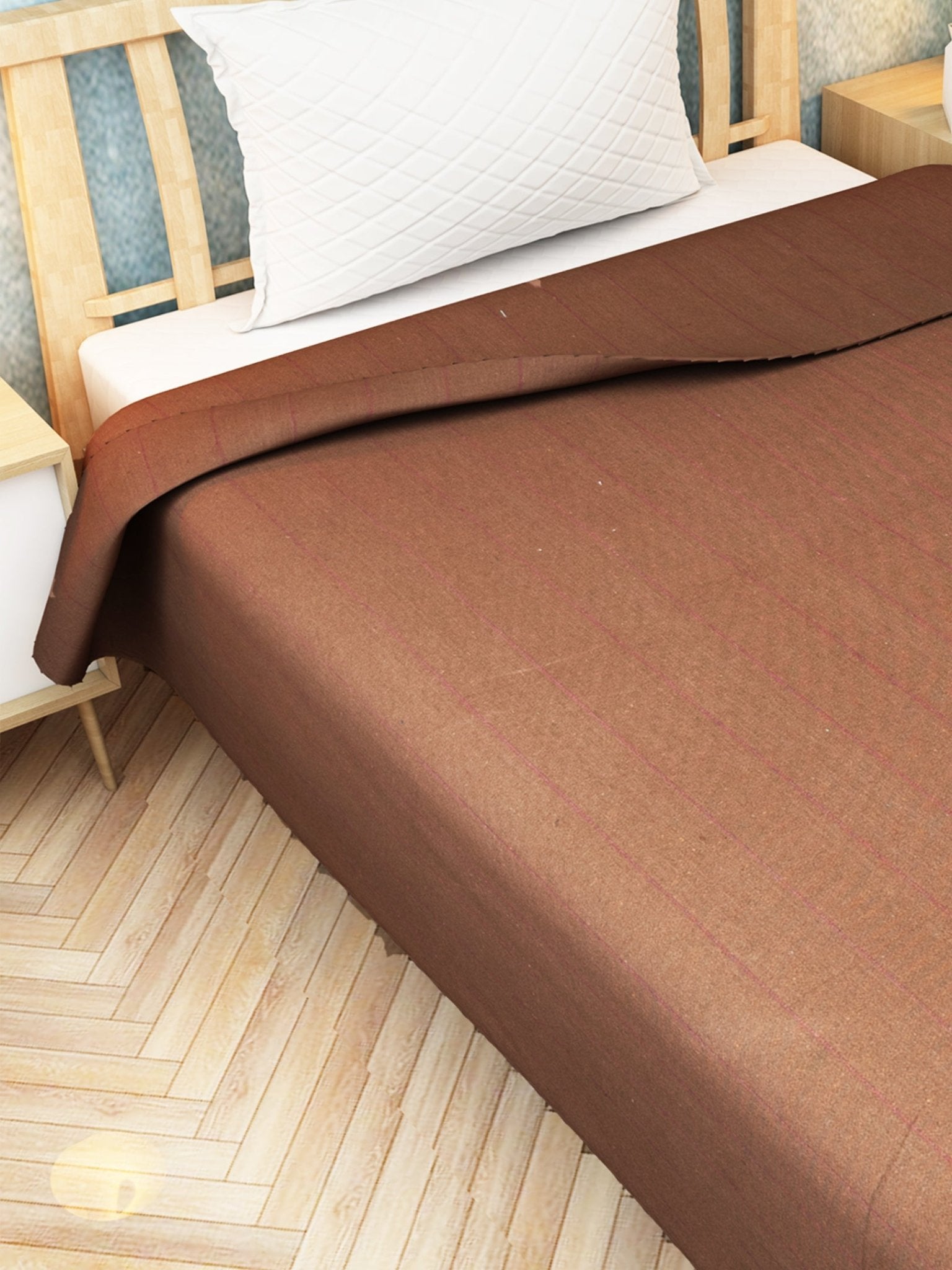 Chaddar Summer Stripes Light Brown Single Cotton Bedsheet Soft & Light by Athom Living - Athom Living