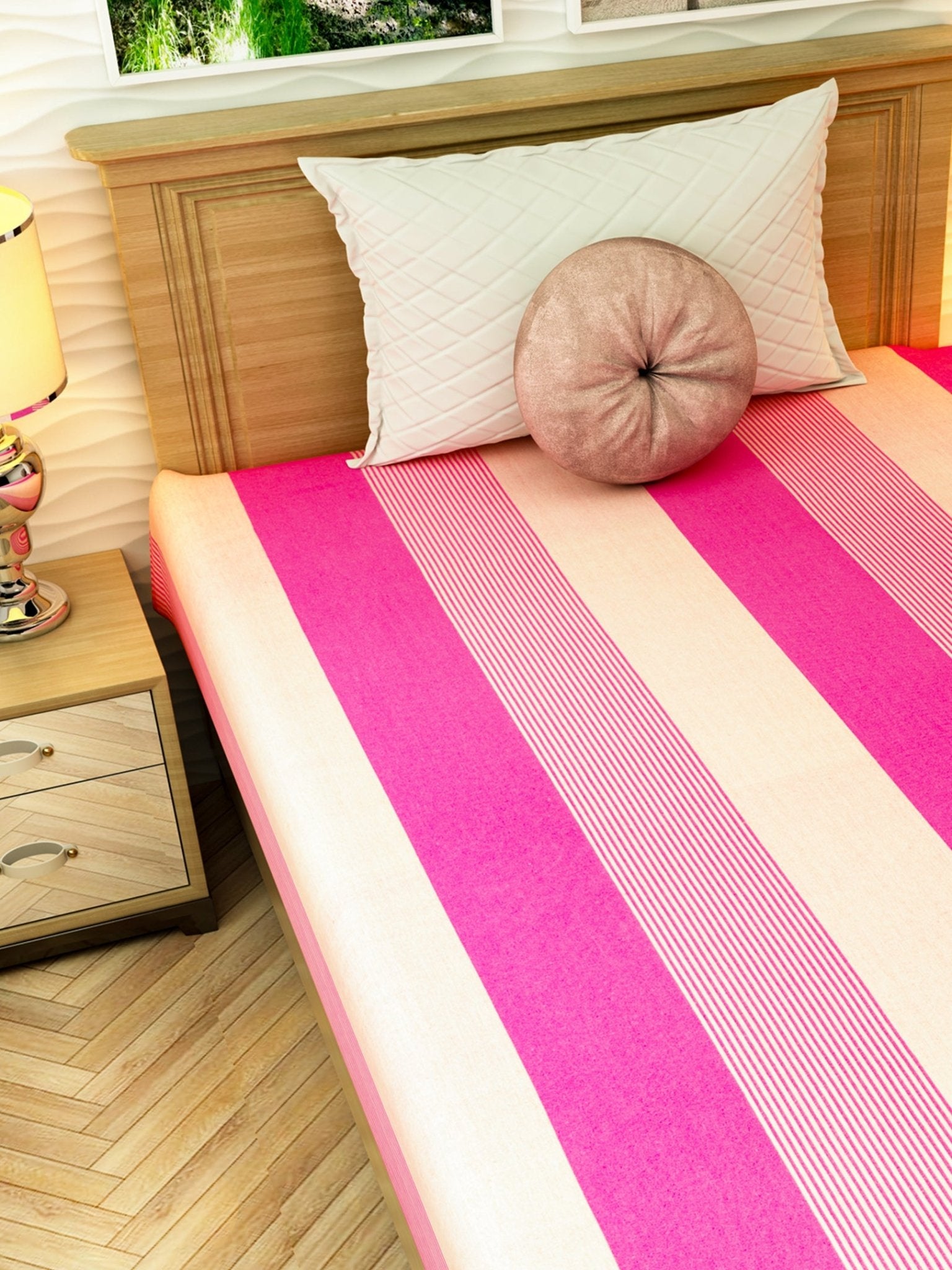 Chaddar Summer Stripes Light Pink Single Cotton Bedsheet Soft & Light by Athom Living - Athom Living
