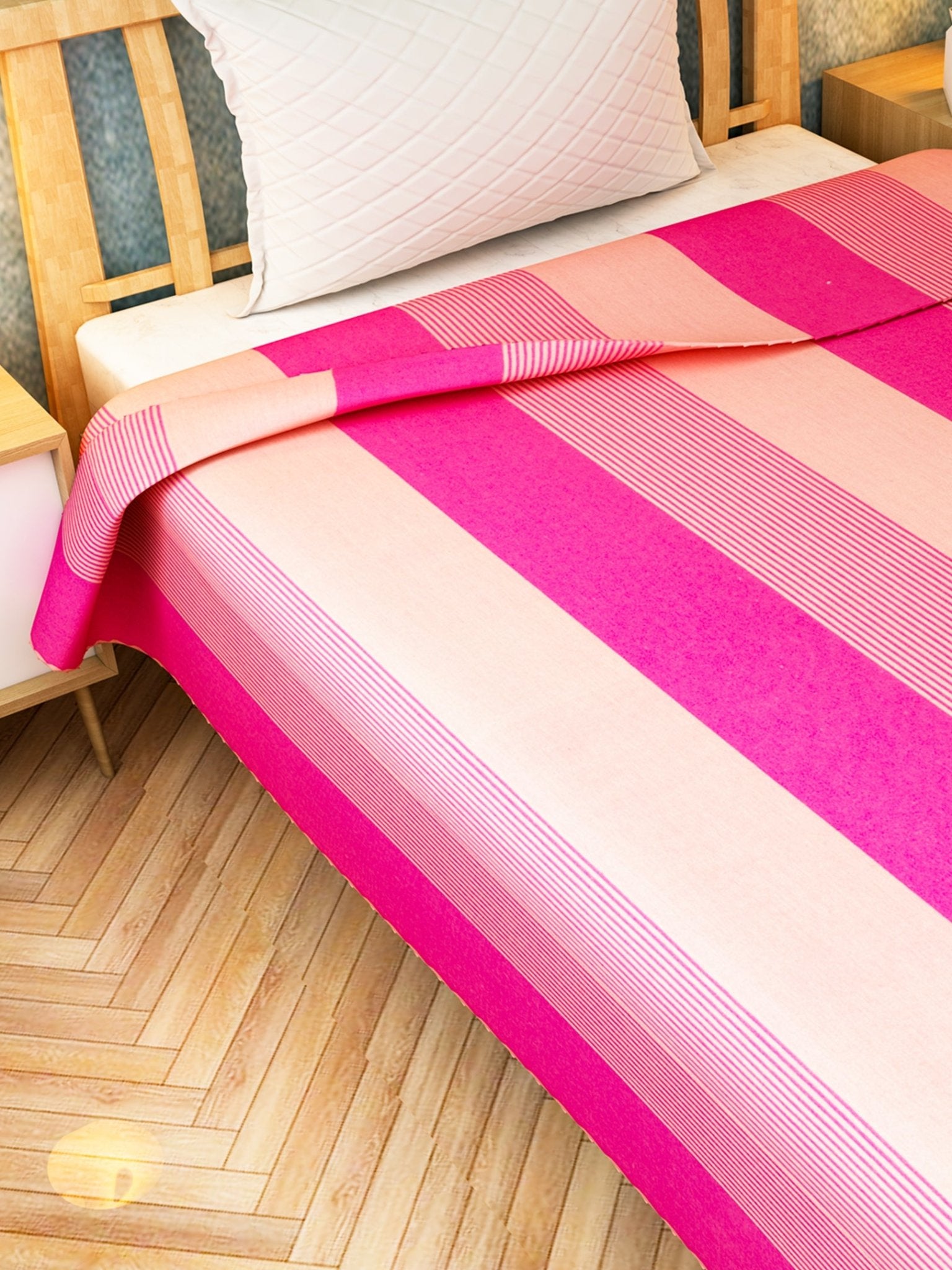 Chaddar Summer Stripes Light Pink Single Cotton Bedsheet Soft & Light by Athom Living - Athom Living