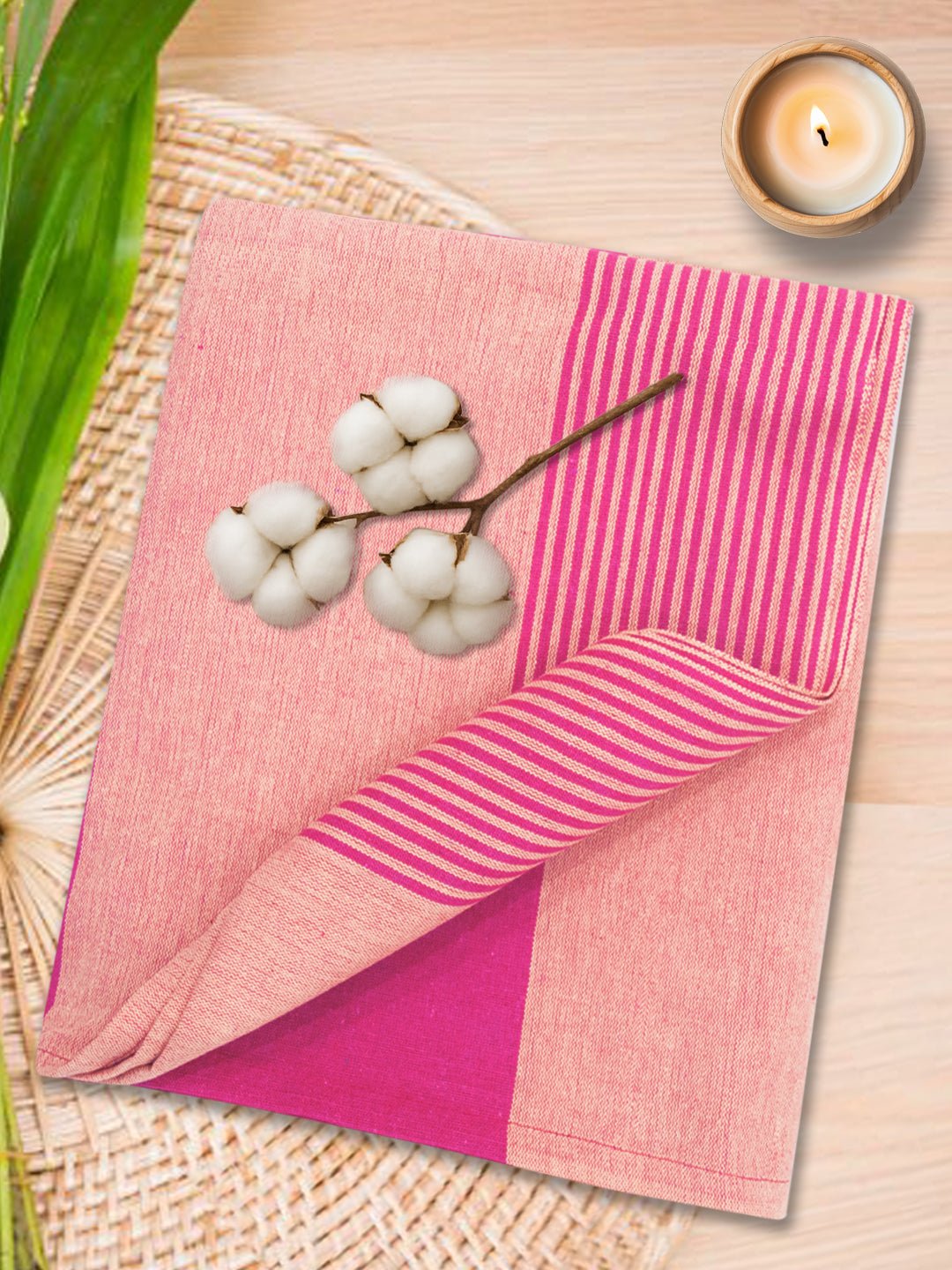 Chaddar Summer Stripes Light Pink Single Cotton Bedsheet Soft & Light by Athom Living - Athom Living