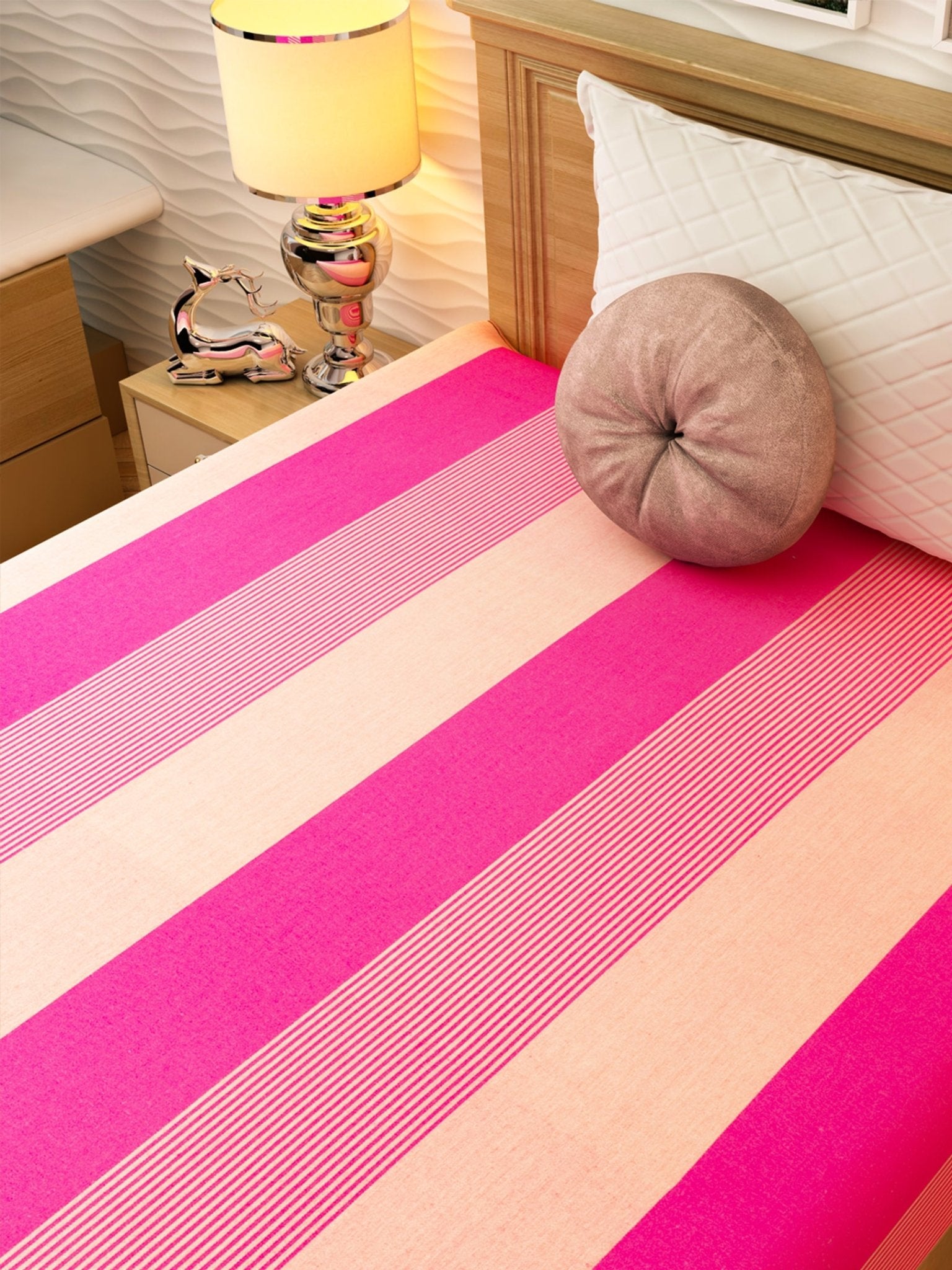 Chaddar Summer Stripes Light Pink Single Cotton Bedsheet Soft & Light by Athom Living - Athom Living