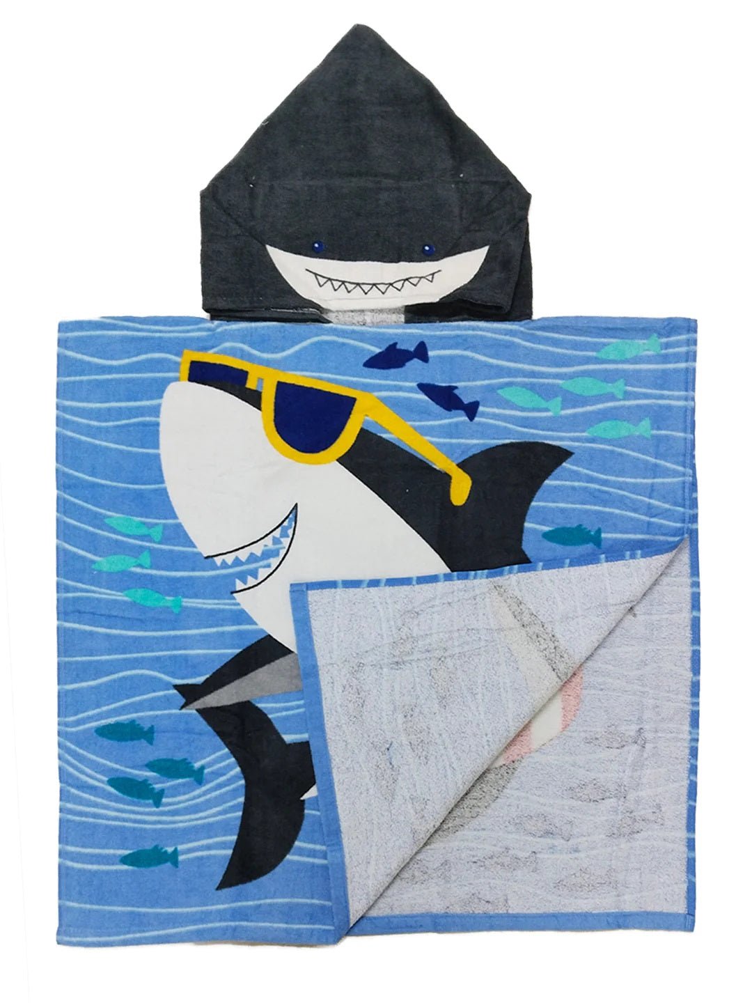 Cool Baby Shark Kids Hooded Bath Towel Poncho Design by Athom Living - Athom Living