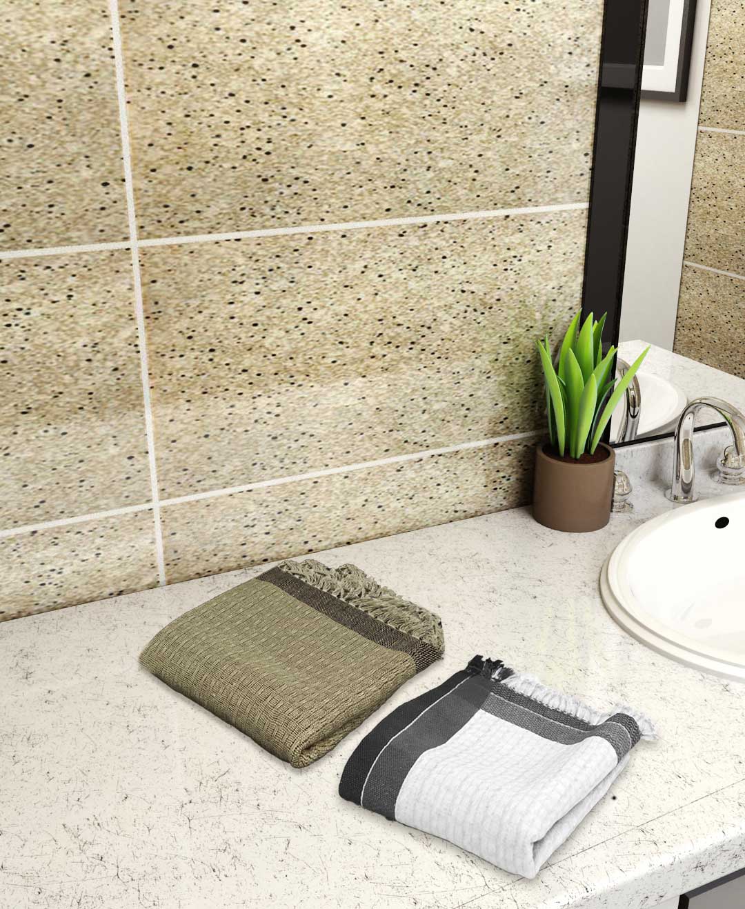 cotton bath towels white and brown pc