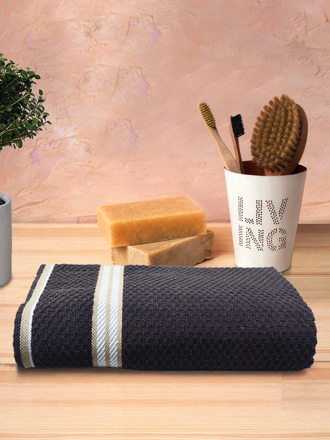 Dark Brown Popcorn Textured Solid Bath Towel by Athom Living - Athom Living