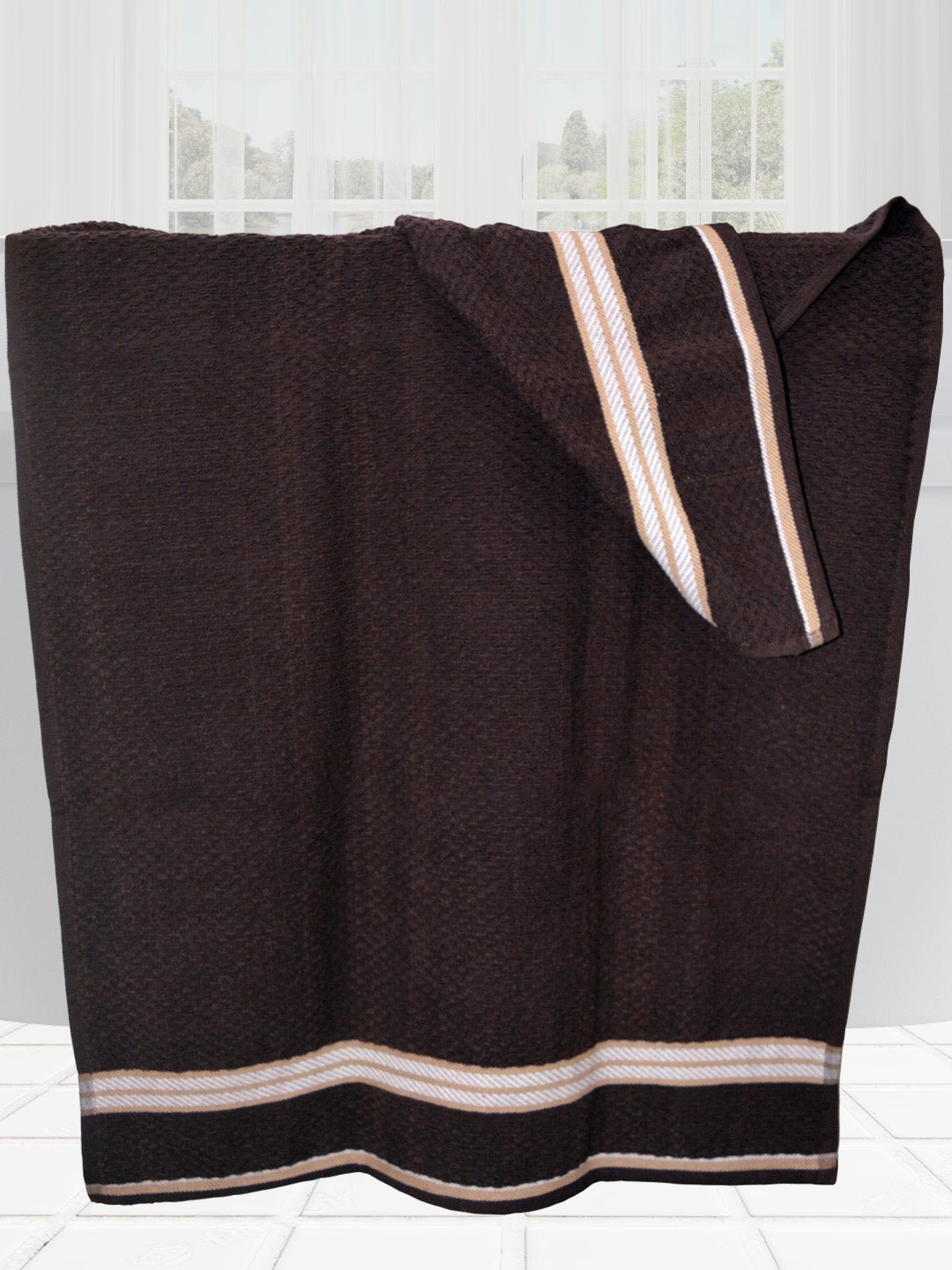 Dark Brown Popcorn Textured Solid Bath Towel (Pack of 3) by Athom Living - Athom Living
