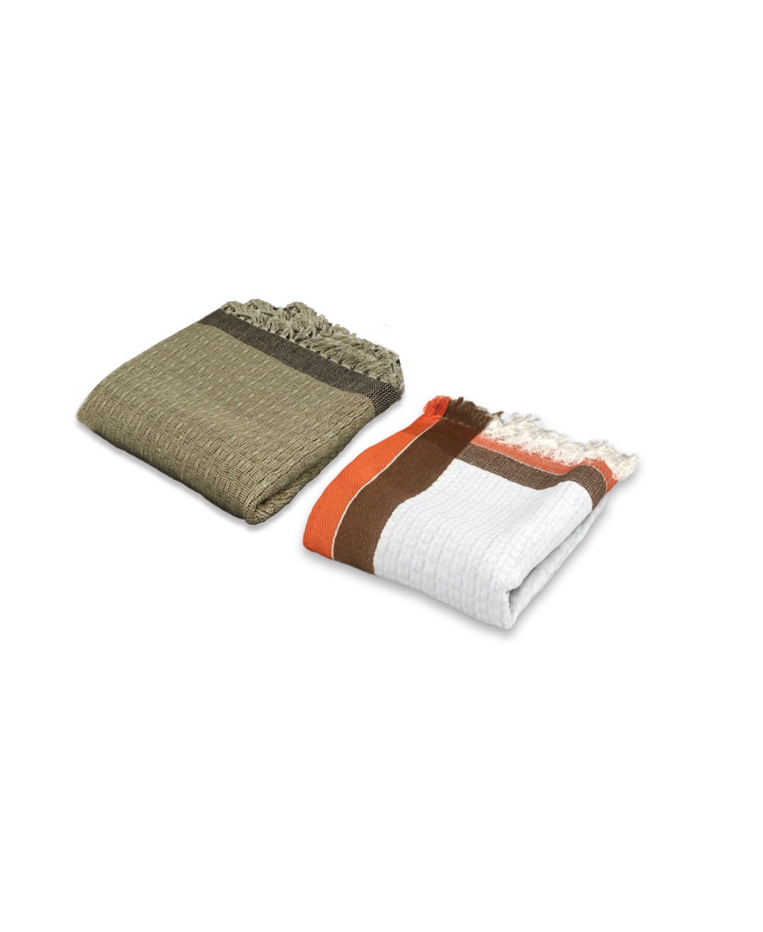 Dark Brown & White Light Weight Premium Cotton Bath Towel (Pack of 2) by Athom Living - Athom Living