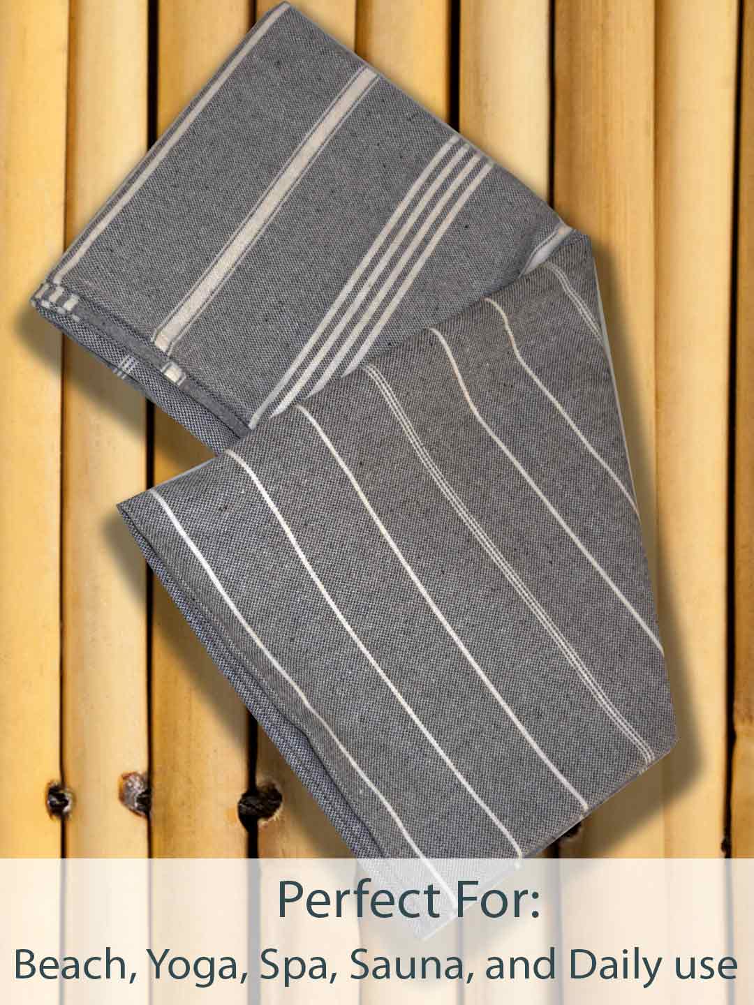 Dark Grey & Light Beige Xtra Large Premium Cotton Bath Towel (Pack of 2) by Athom living - Athom Living