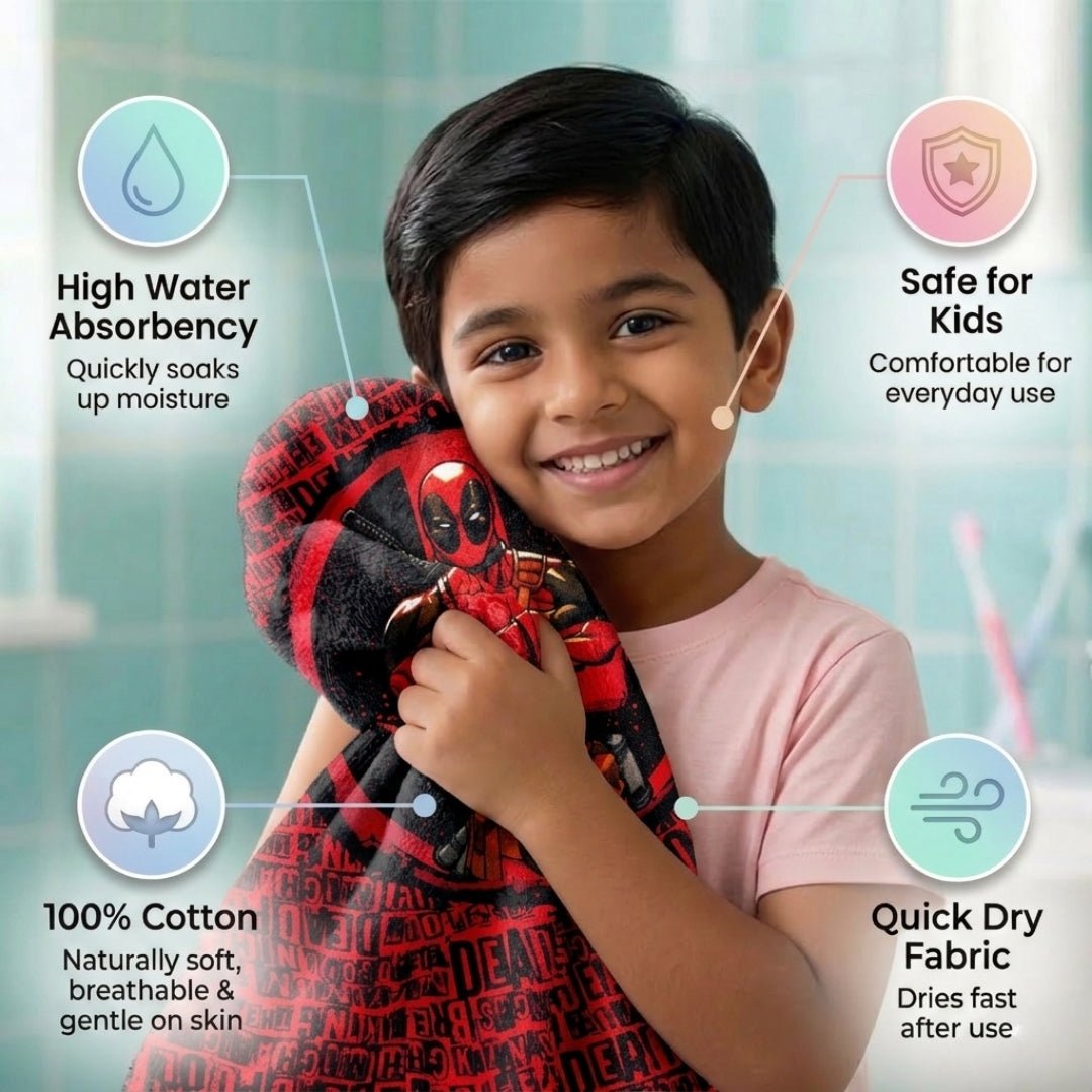 Deadpool Kids Cotton Bath Towel – Soft, Durable & Fun Design for Kids by Athom Living - Athom Living