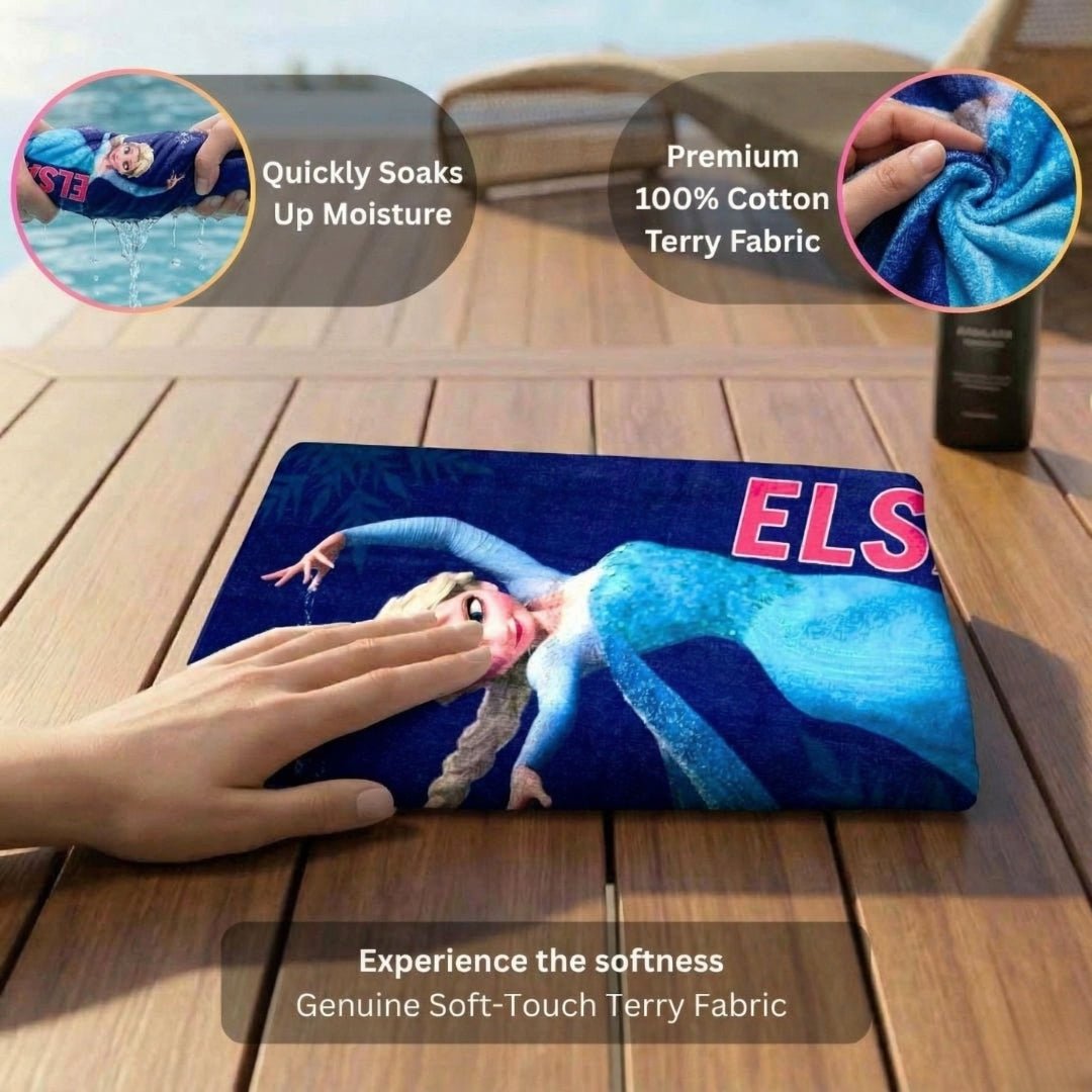 Disney Blue Elsa Frozen Kids Cotton Bath Towel – Soft & Absorbent by Athom Living - Athom Living