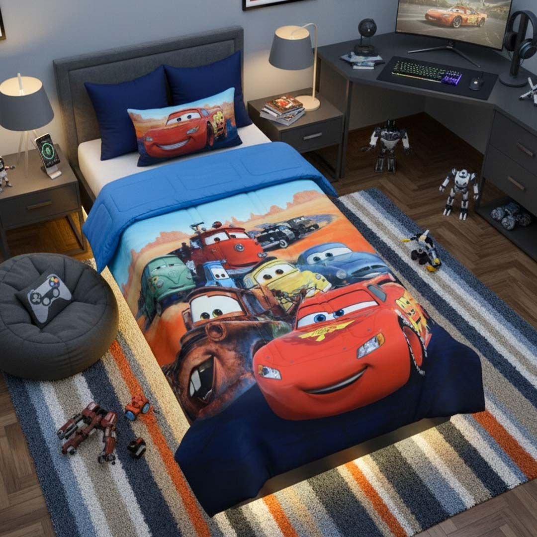 Disney Car Kids AC Comforter – Single – "Piston Cups Dream Ride" by Athom Living - Athom Living