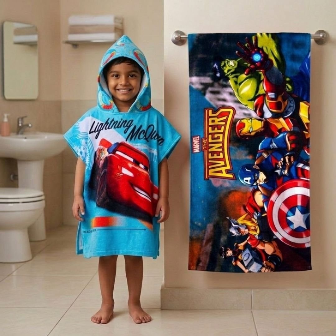 Disney Cars 'Lightning McQueen' Kids Hooded and Avengers Bath Towel Combo by Athom Living - Athom Living