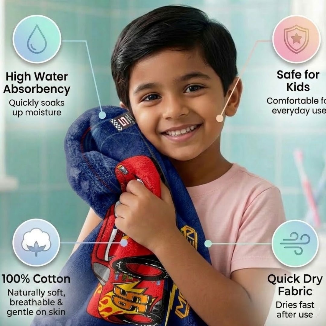 Disney Cars McQueen Kids Cotton Bath Towel by Athom Living - Athom Living