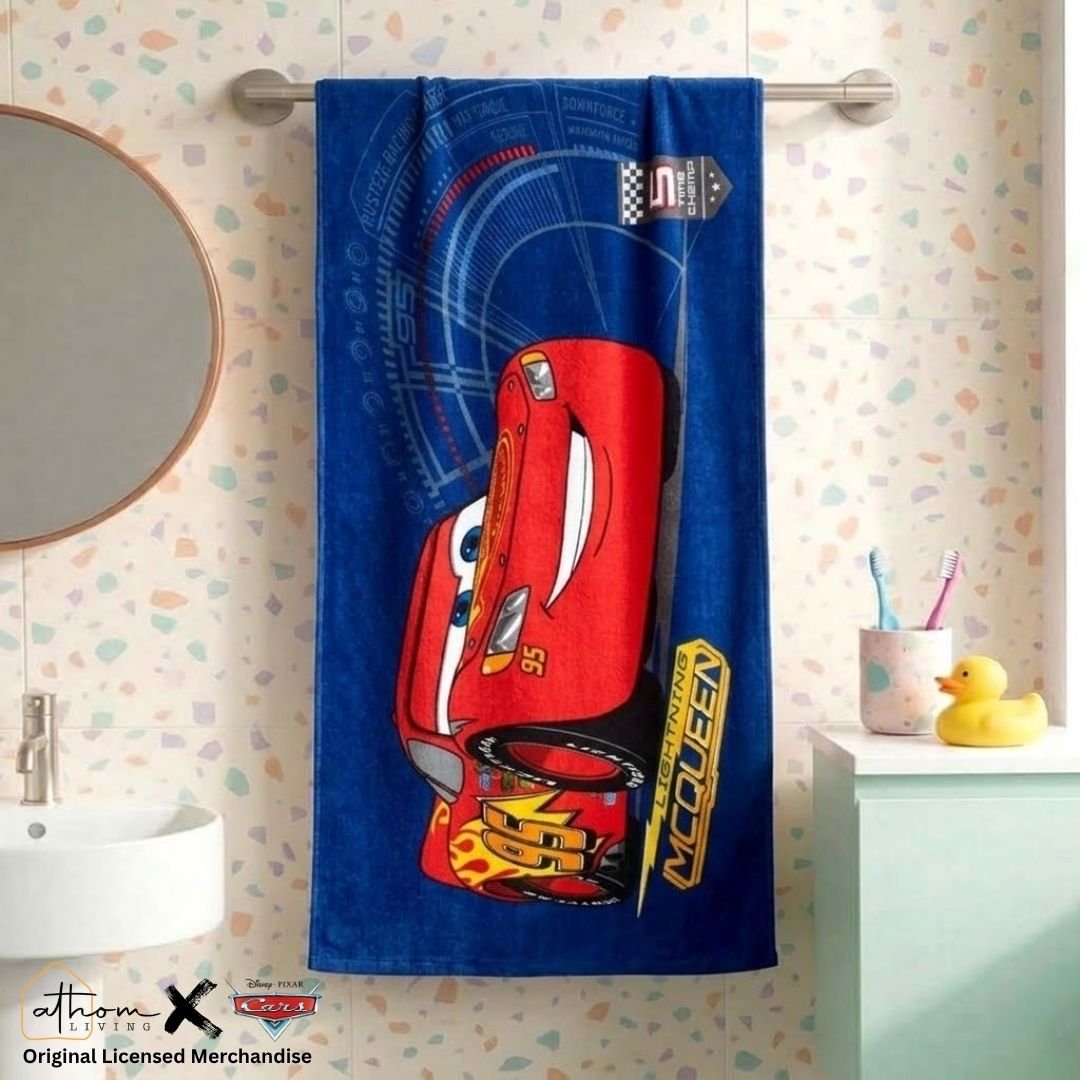 Disney Cars McQueen Kids Cotton Bath Towel by Athom Living - Athom Living