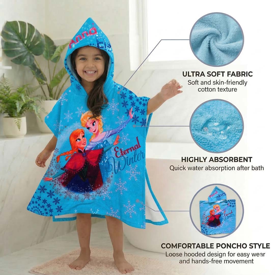 Disney Frozen 'Anna & Elsa' Kids Hooded Towel and Bath Towel Combo by Athom Living - Athom Living