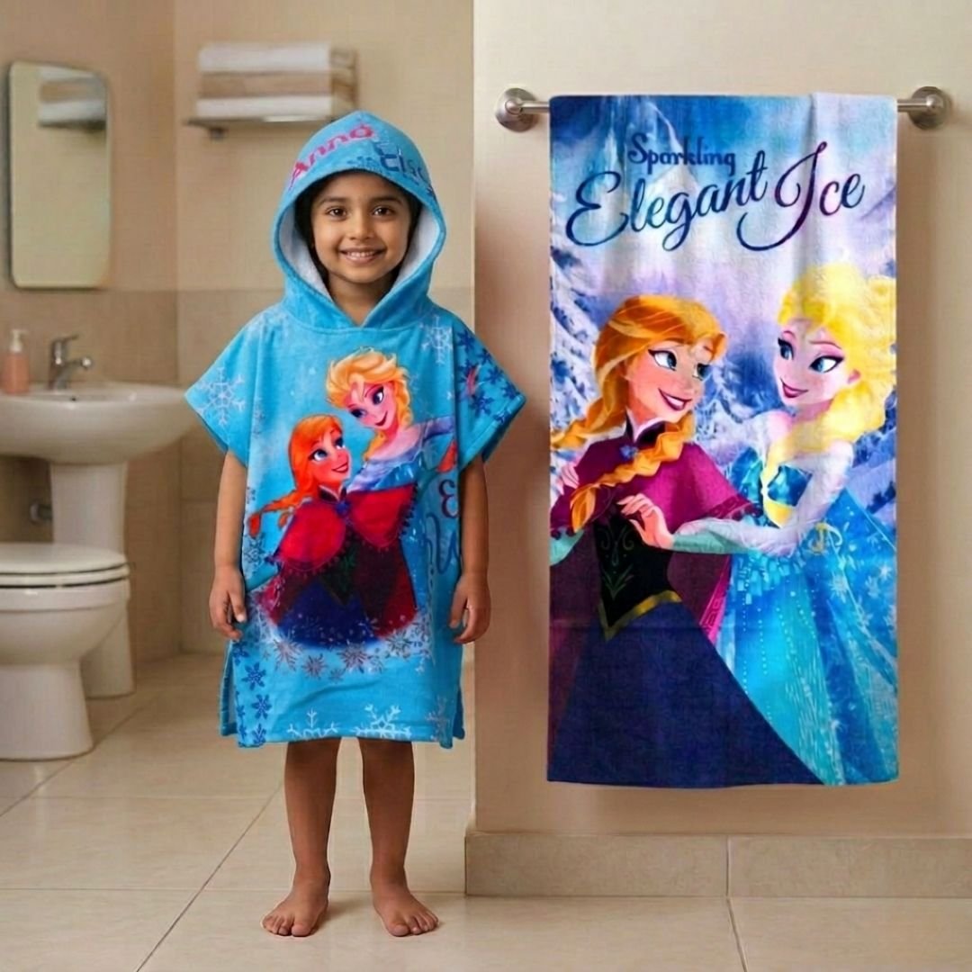 Disney Frozen 'Anna & Elsa' Kids Hooded Towel and Bath Towel Combo by Athom Living - Athom Living