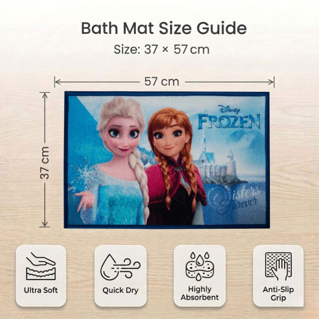 Disney Frozen Anna & Elsa Sister Forever Themed Kids Bathmat by Athom Living - Athom Living