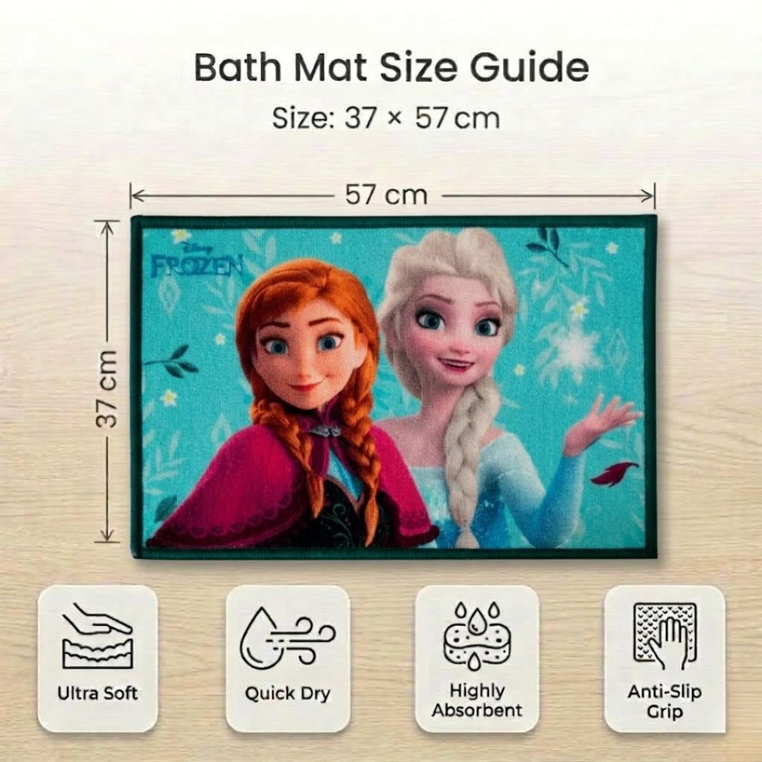 Disney Frozen Characters Themed Kids Bathmat Combo Pack of 2 by Athom Lving - Athom Living