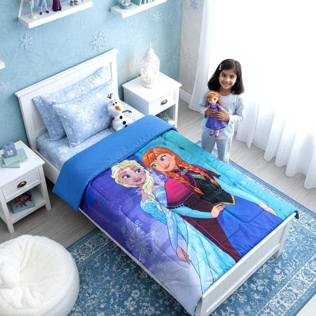 Disney Frozen Elsa & Anna Kids Comforter – Single– Magical Cozy Sleep by Athom Living - Athom Living