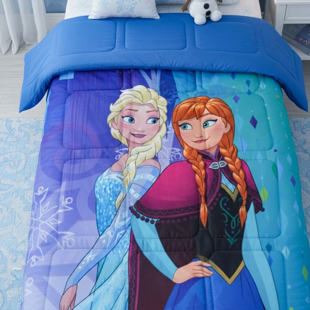 Disney Frozen Elsa & Anna Kids Comforter – Single– Magical Cozy Sleep by Athom Living - Athom Living