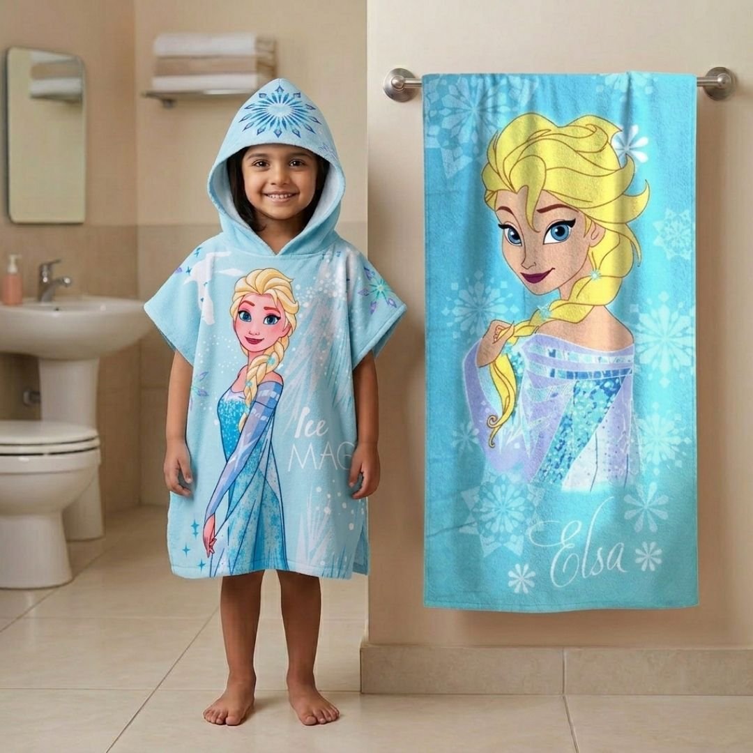 Disney Frozen 'Elsa - Ice Magic' Kids Hooded Towel and Bath Towel Combo by Athom Living - Athom Living