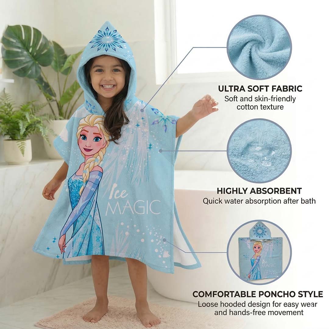 Disney Frozen 'Elsa - Ice Magic' Kids Hooded Towel and Kids Bath Towel Combo by Athom Living - Athom Living