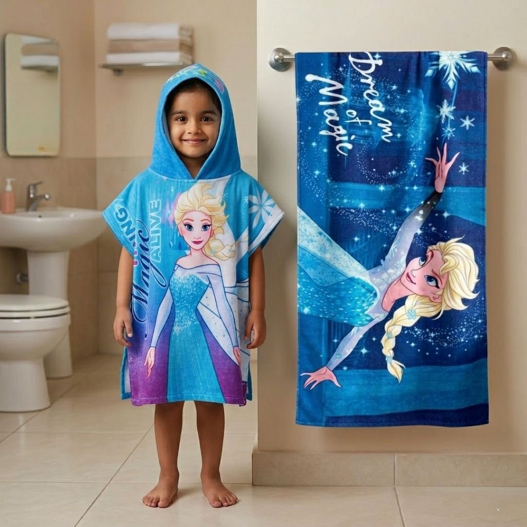 Disney 'Frozen - Elsa' Kids Hooded Towel and Bath Towel Combo by Athom Living - Athom Living